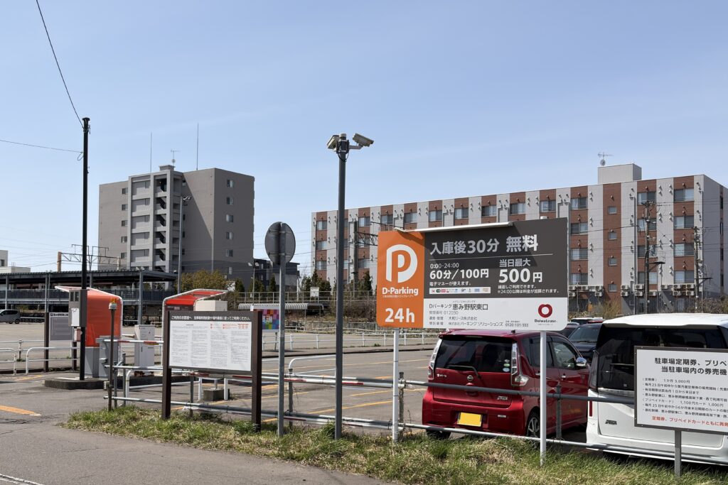 恵み野駅周辺の駐車場（比較的空きが多く通勤に便利）
